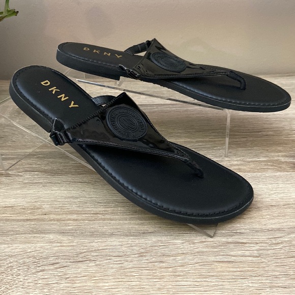 DNKY Donna Karan New York black thong summer Sandler Women’s size 6.5 M unworn - Picture 7 of 8